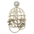 Chanel CC Logo Birdcage Motif Brooch Pin Badge Gold