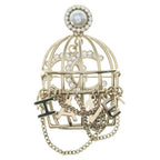 Chanel CC Logo Birdcage Motif Brooch Pin Badge Gold
