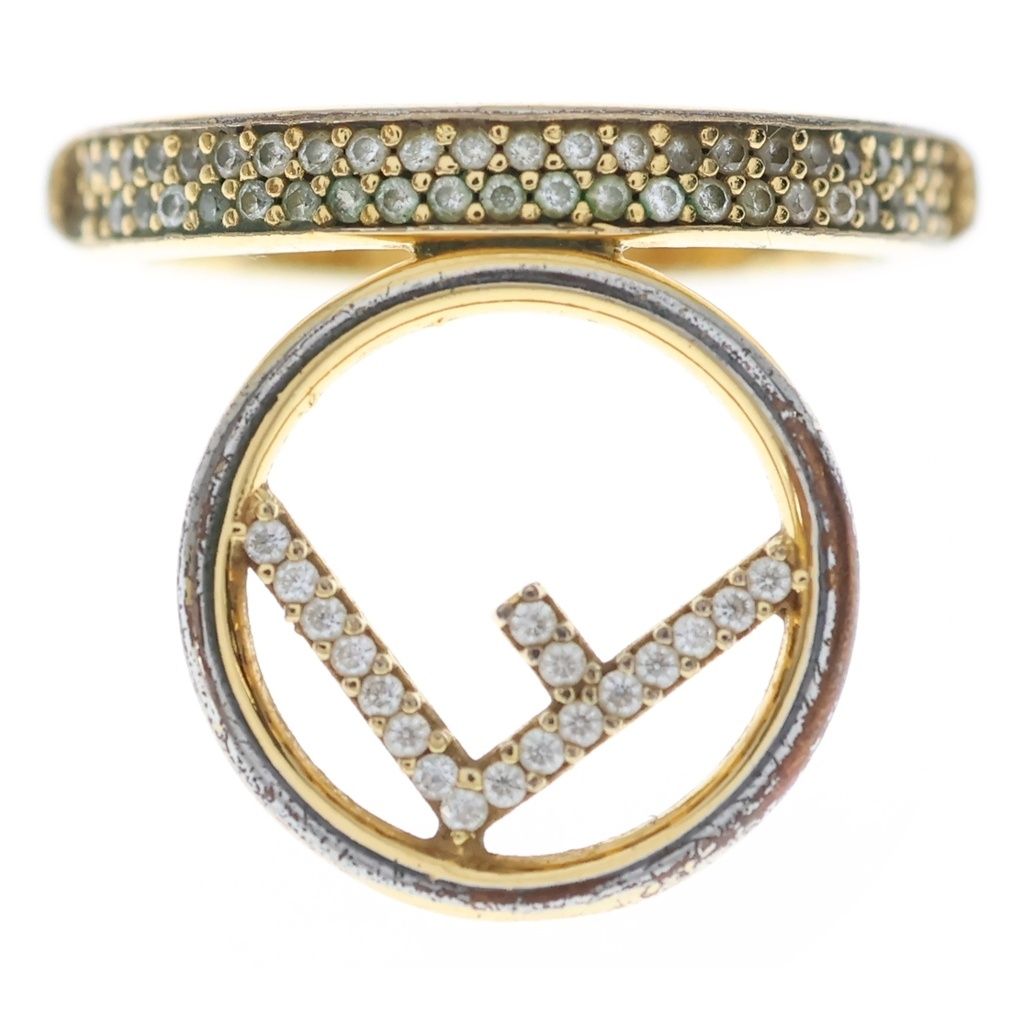 Fendi Is Crystal Metal Ring Gold — view 4