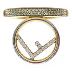 Fendi Is Crystal Metal Ring Gold — view 4