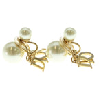 Dior Tribal Faux Pearl Earrings White Gold — view 4