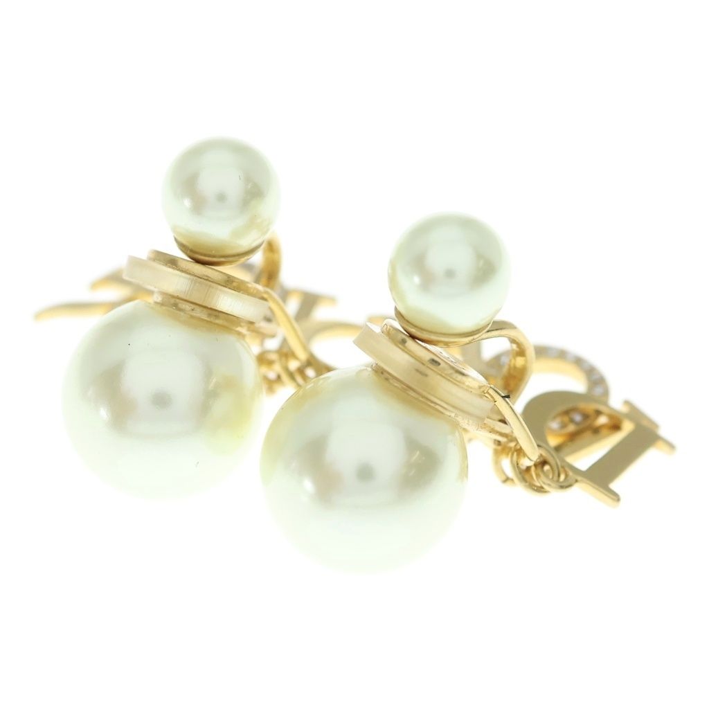 Dior Tribal Faux Pearl Earrings White Gold — view 2