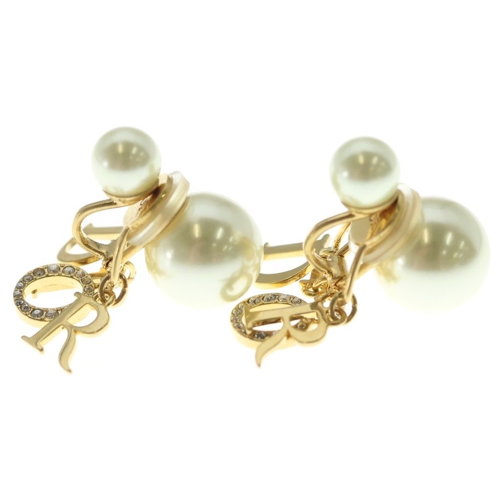 Dior Tribal Faux Pearl Earrings White Gold — view 3