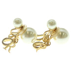 Dior Tribal Faux Pearl Earrings White Gold — view 3
