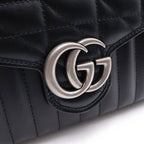 Gucci GG Marmont Chain Shoulder Bag 2-Way Clutch Black Leather Silver — view 6