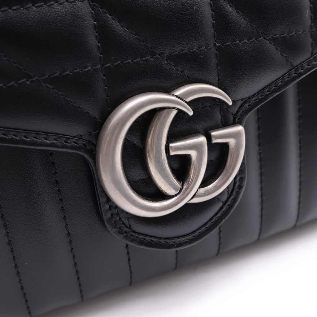 Gucci GG Marmont Chain Shoulder Bag 2-Way Clutch Black Leather Silver — view 6
