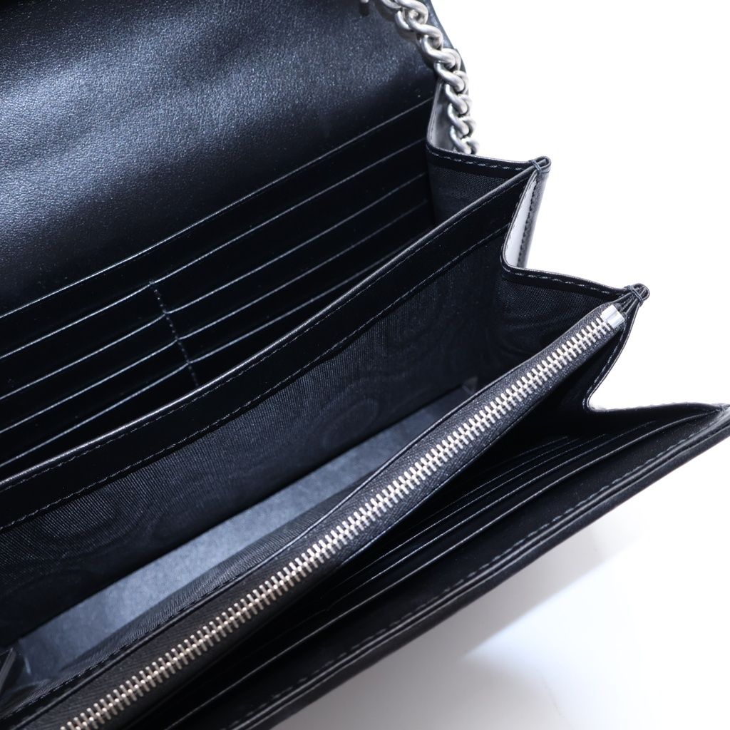 Gucci GG Marmont Chain Shoulder Bag 2-Way Clutch Black Leather Silver — view 7