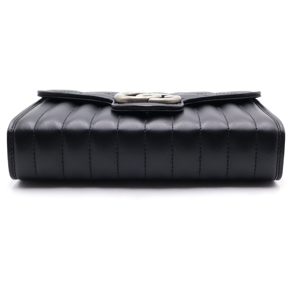 Gucci GG Marmont Chain Shoulder Bag 2-Way Clutch Black Leather Silver — view 4