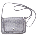 Goyard Plumet Canvas Leather Shoulder Bag Pouch Wallet Silver Gray
