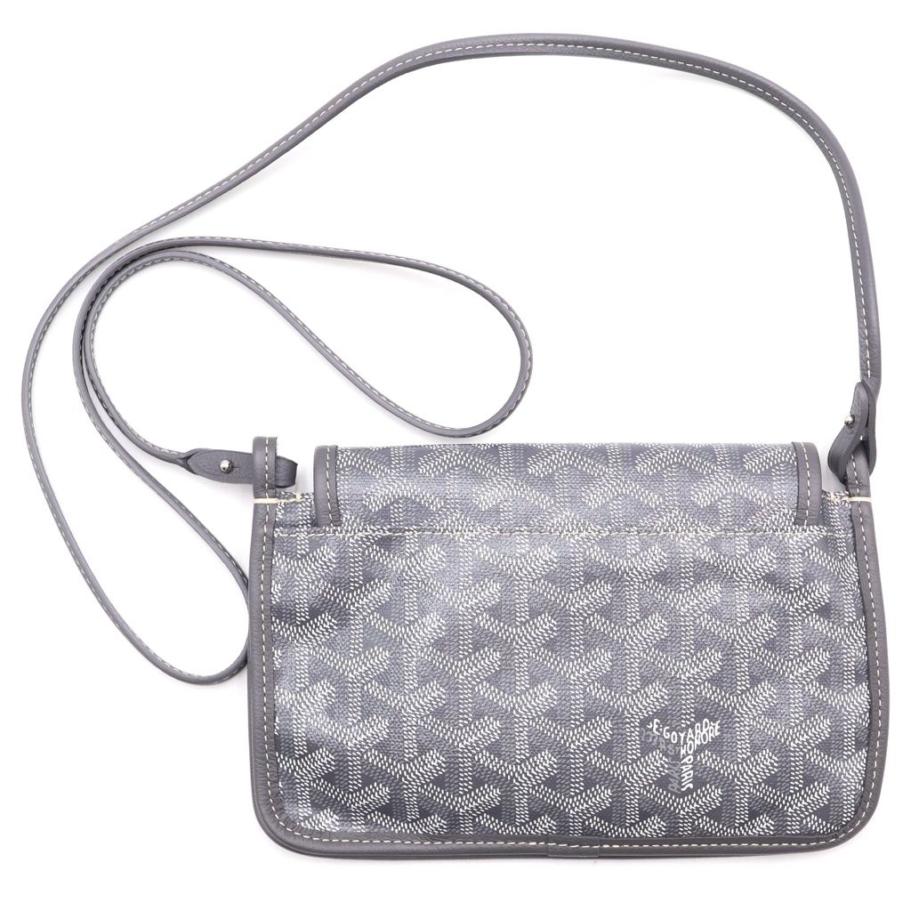 Goyard Plumet Canvas Leather Shoulder Bag Pouch Wallet Silver Gray — view 2