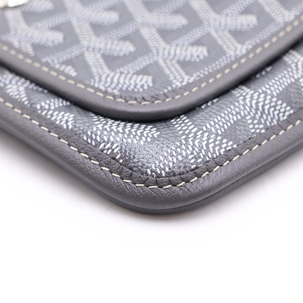 Goyard Plumet Canvas Leather Shoulder Bag Pouch Wallet Silver Gray — view 5