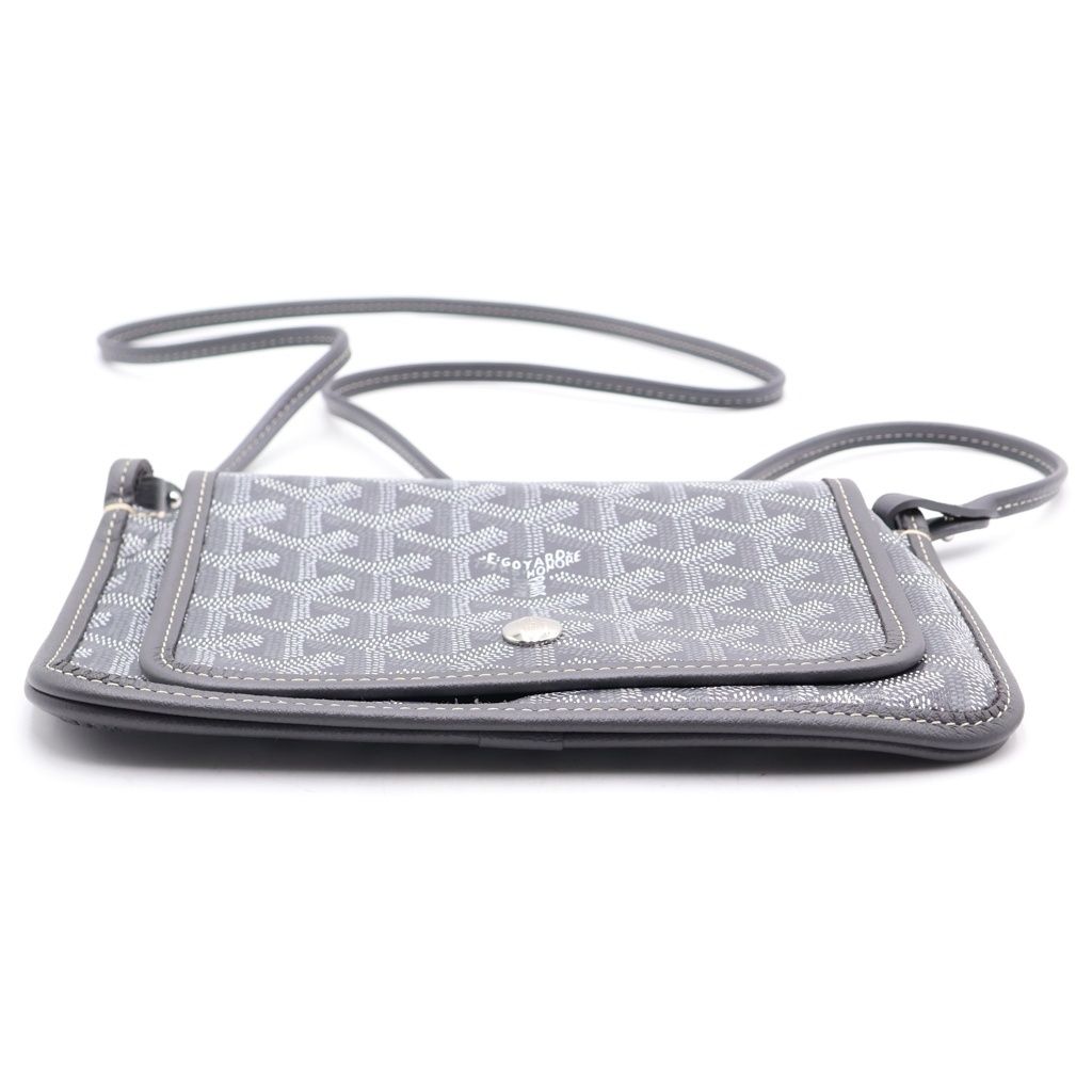 Goyard Plumet Canvas Leather Shoulder Bag Pouch Wallet Silver Gray — view 4