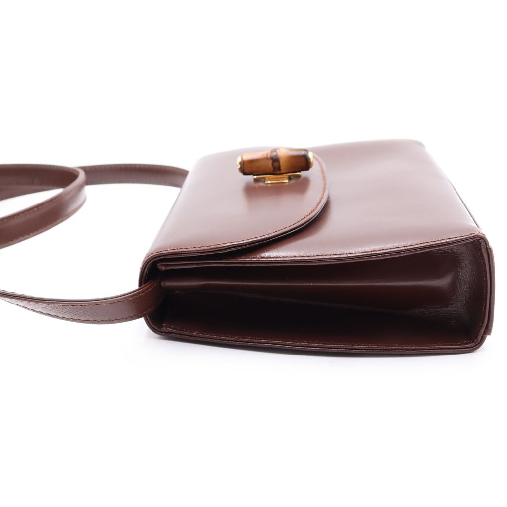Gucci Bamboo Turnlock Shoulder Bag Back Brown Leather — view 3