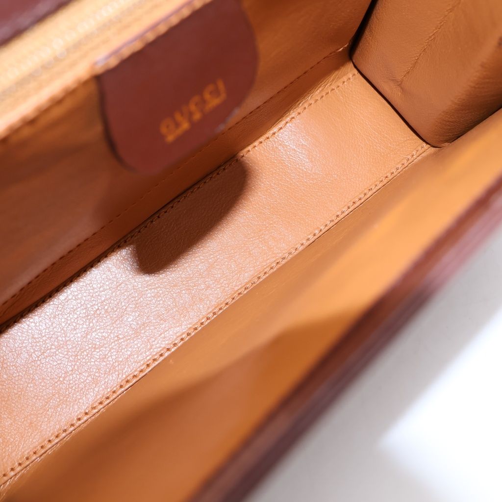 Gucci Bamboo Turnlock Shoulder Bag Back Brown Leather — view 8
