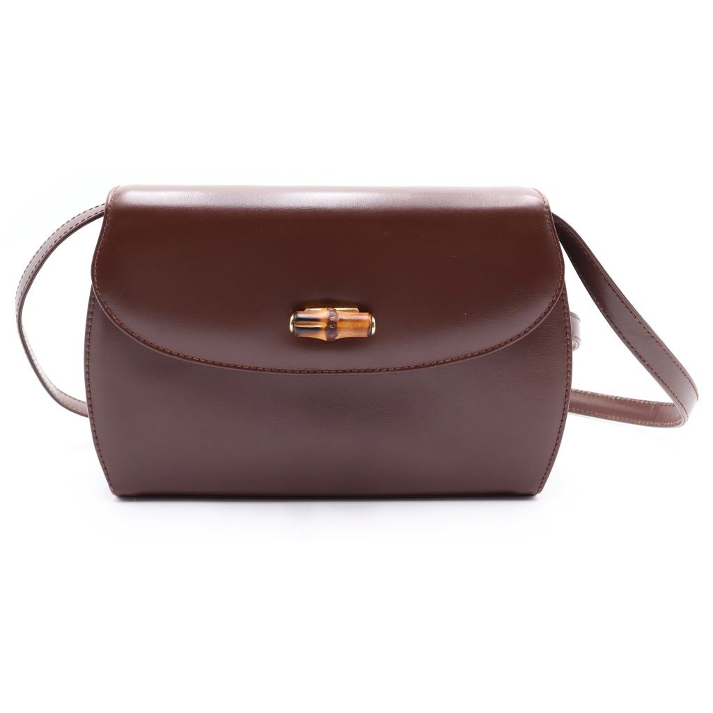 Gucci Bamboo Turnlock Shoulder Bag Back Brown Leather