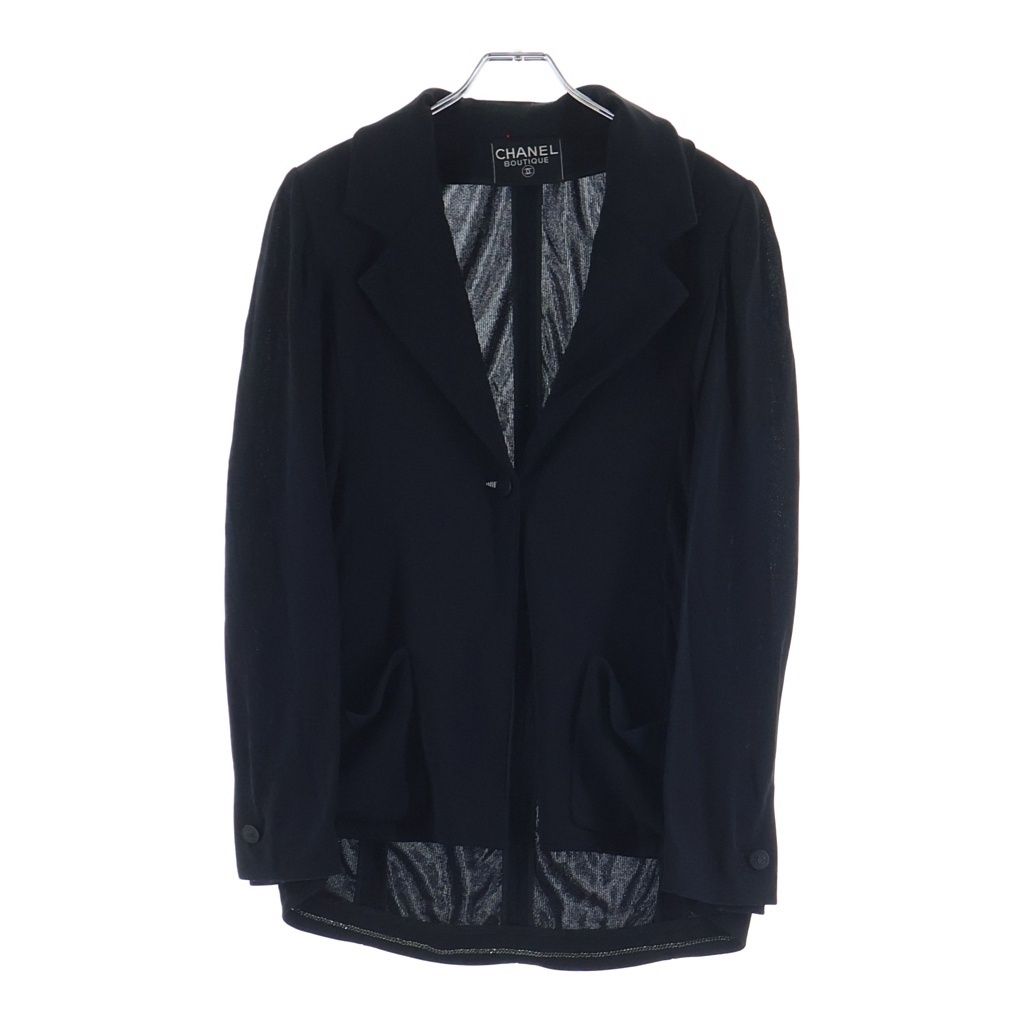 Chanel Boutique Vintage Jacket CC Logo Button Chain Black