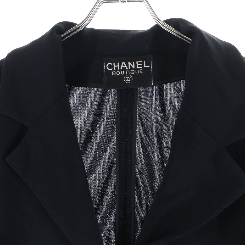 Chanel Boutique Vintage Jacket CC Logo Button Chain Black — view 3