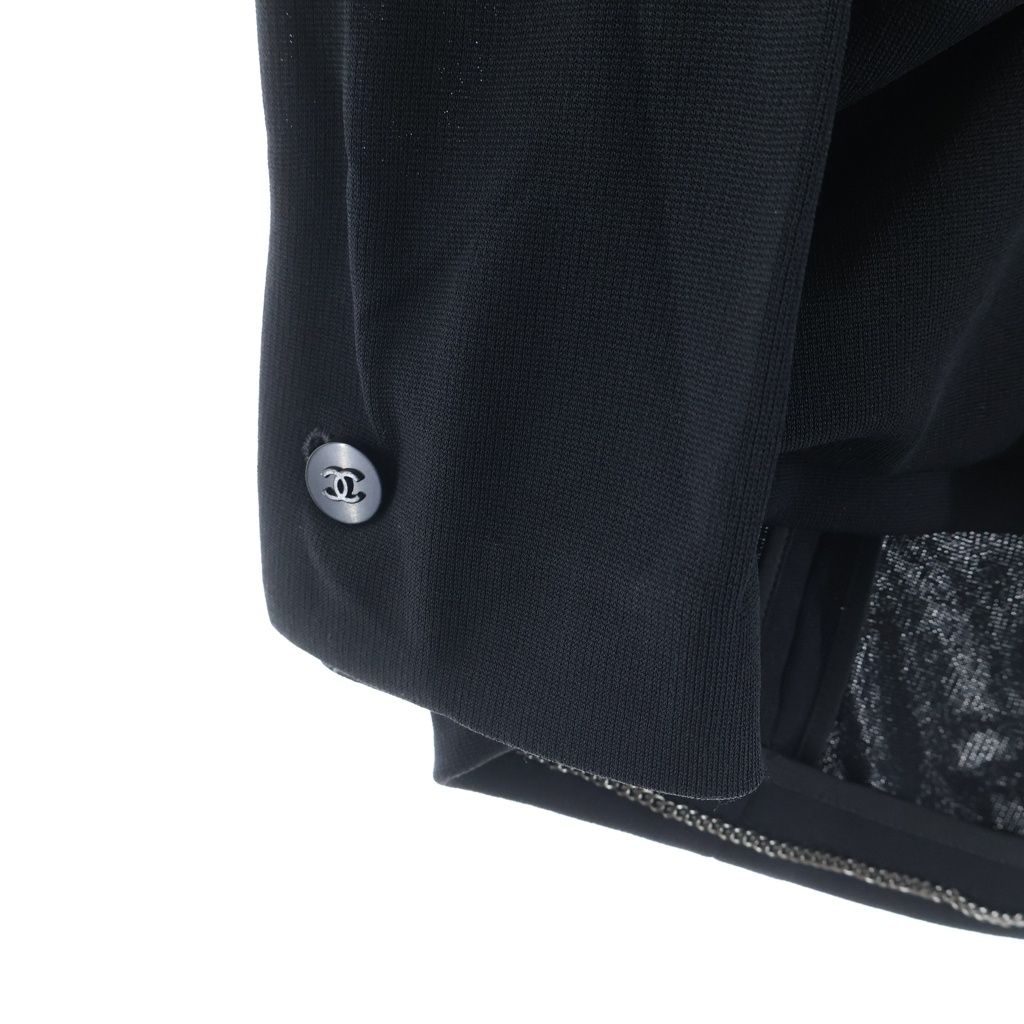 Chanel Boutique Vintage Jacket CC Logo Button Chain Black — view 6