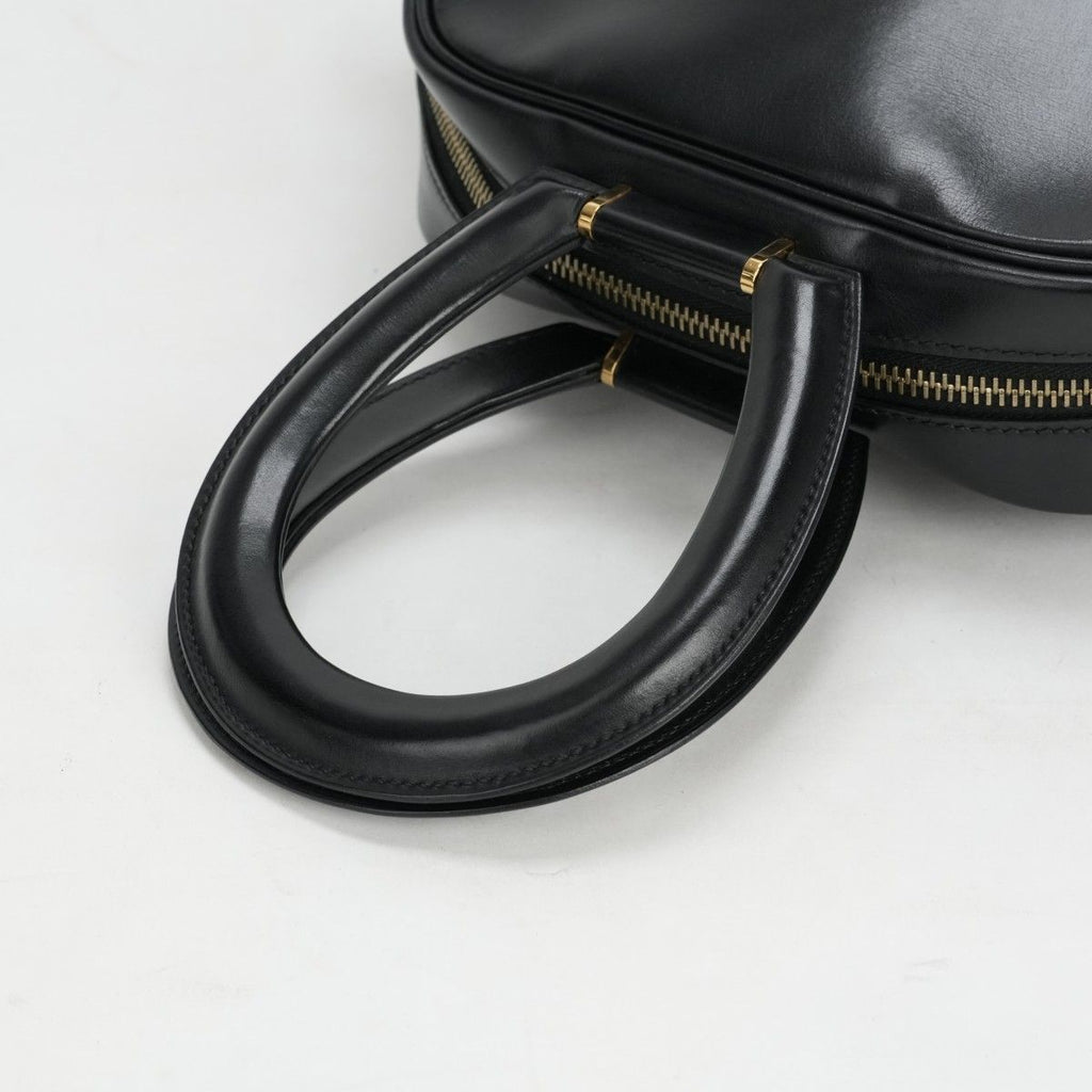 Hermes Tote Box Calf Noir Black Gold Handbag Vintage Antique Out of Print Rare — view 7