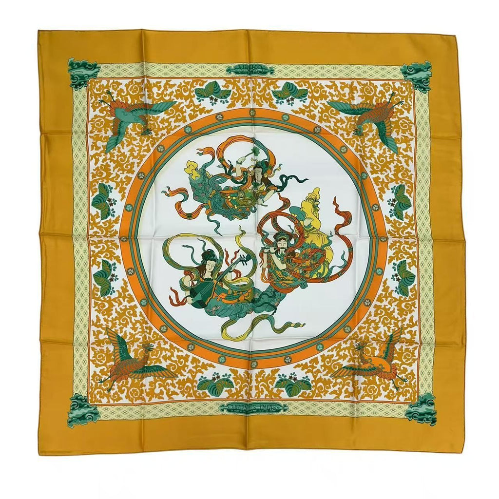 Hermes Carre 90 Nikko Toshogu Silk Scarf Yellow — view 2