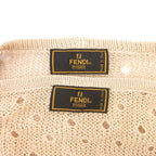 Fendi Ensemble Knit Cardigan Sleeveless Top 44 Beige V-neck Round Neck Openwork — view 8