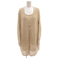 Fendi Ensemble Knit Cardigan Sleeveless Top 44 Beige V-neck Round Neck Openwork