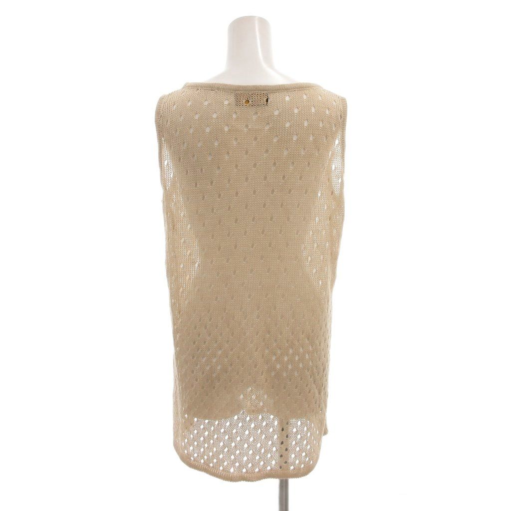 Fendi Ensemble Knit Cardigan Sleeveless Top 44 Beige V-neck Round Neck Openwork — view 5