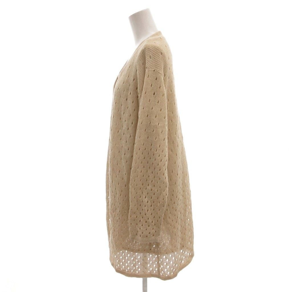 Fendi Ensemble Knit Cardigan Sleeveless Top 44 Beige V-neck Round Neck Openwork — view 3