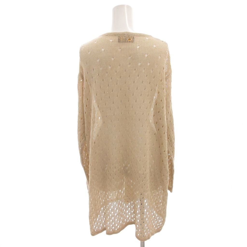 Fendi Ensemble Knit Cardigan Sleeveless Top 44 Beige V-neck Round Neck Openwork — view 7
