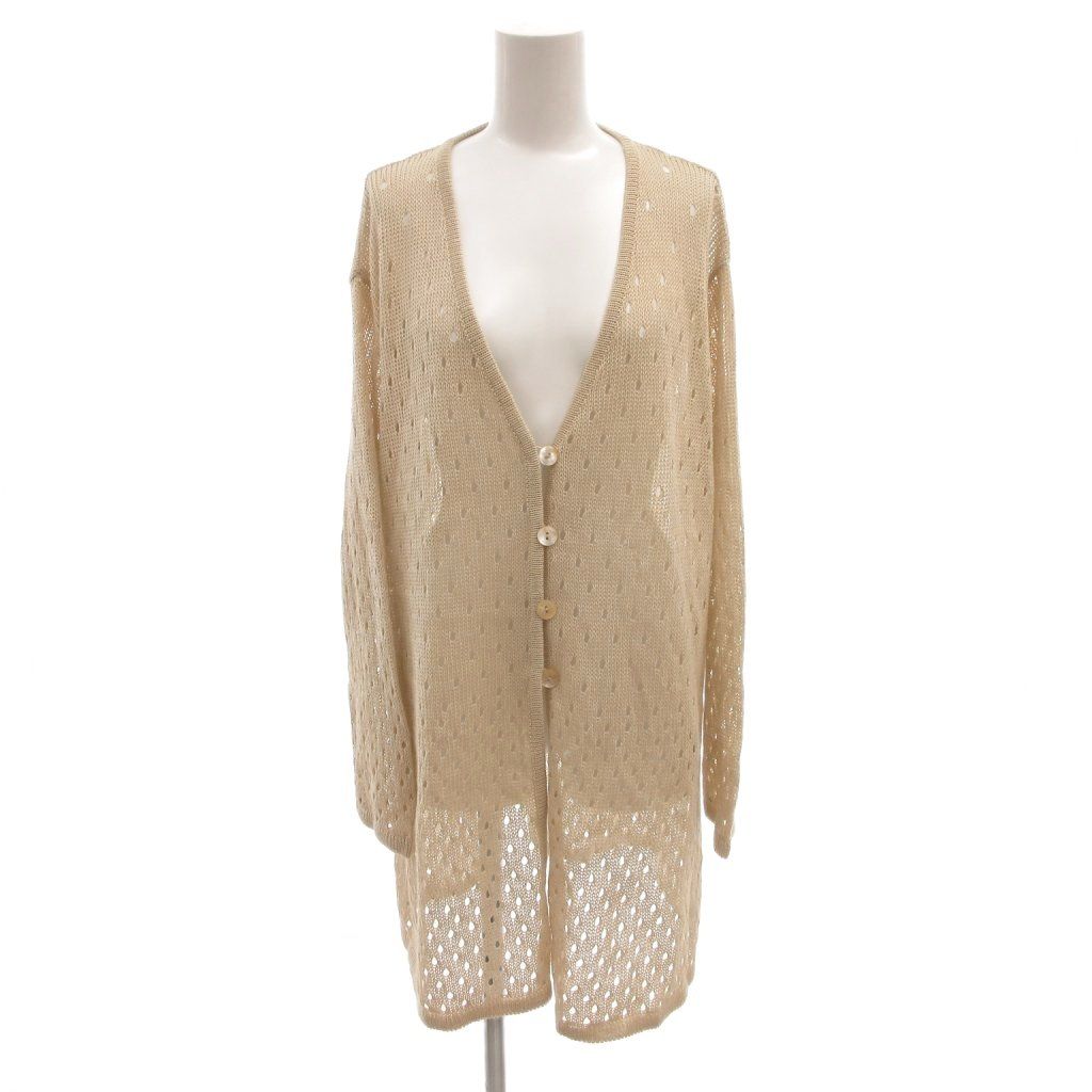 Fendi Ensemble Knit Cardigan Sleeveless Top 44 Beige V-neck Round Neck Openwork — view 6