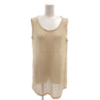 Fendi Ensemble Knit Cardigan Sleeveless Top 44 Beige V-neck Round Neck Openwork — view 4