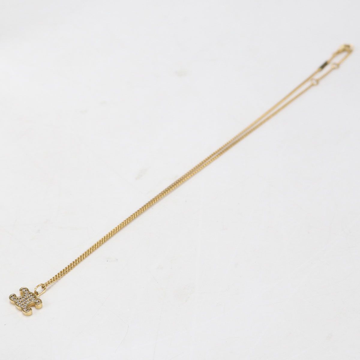Celine Rhinestone Triomphe Necklace Metal — view 3