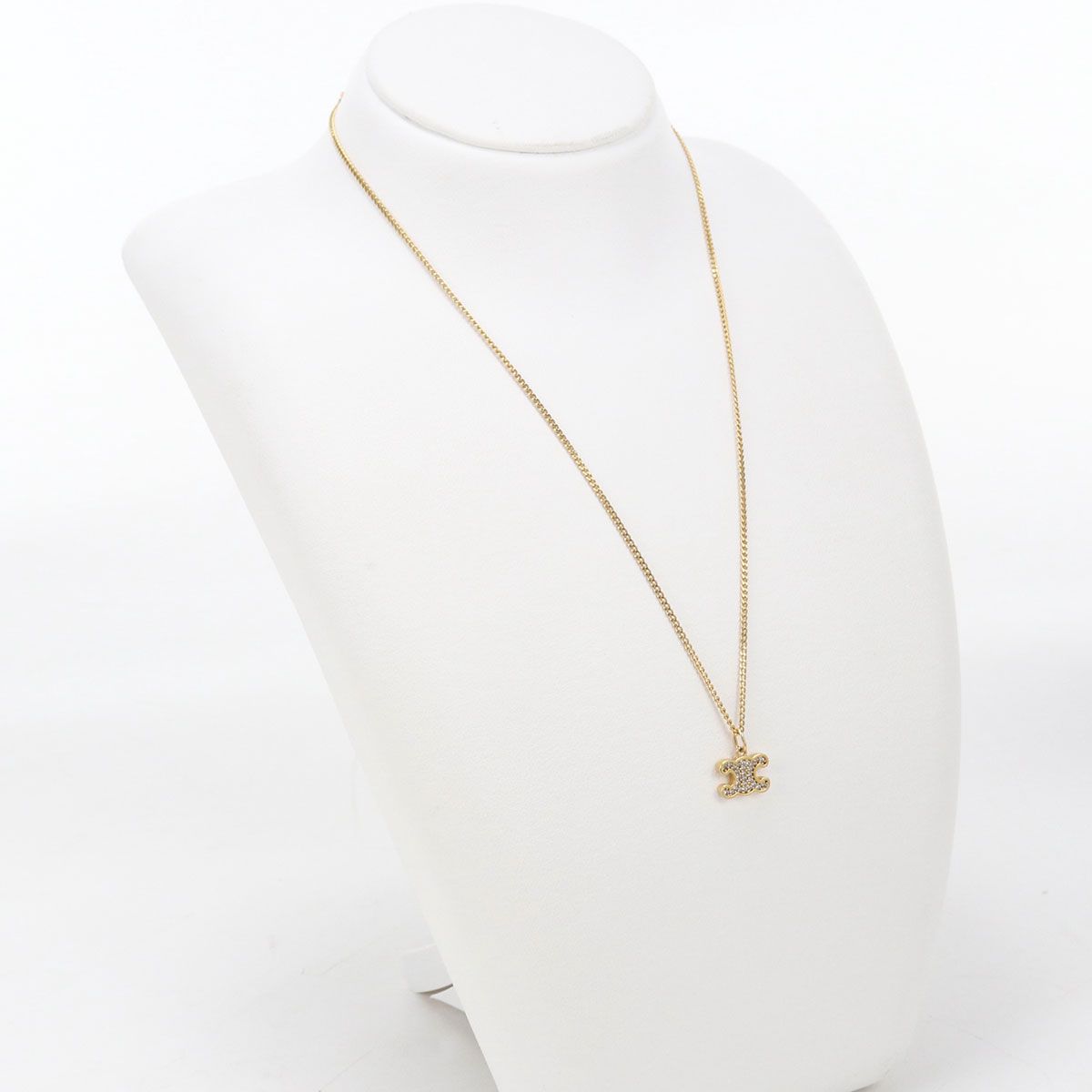 Celine Rhinestone Triomphe Necklace Metal