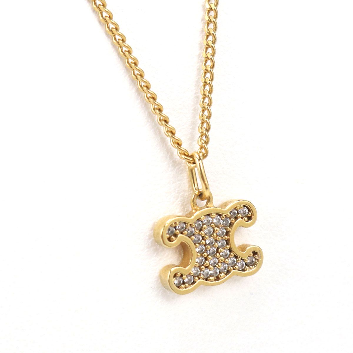 Celine Rhinestone Triomphe Necklace Metal — view 2