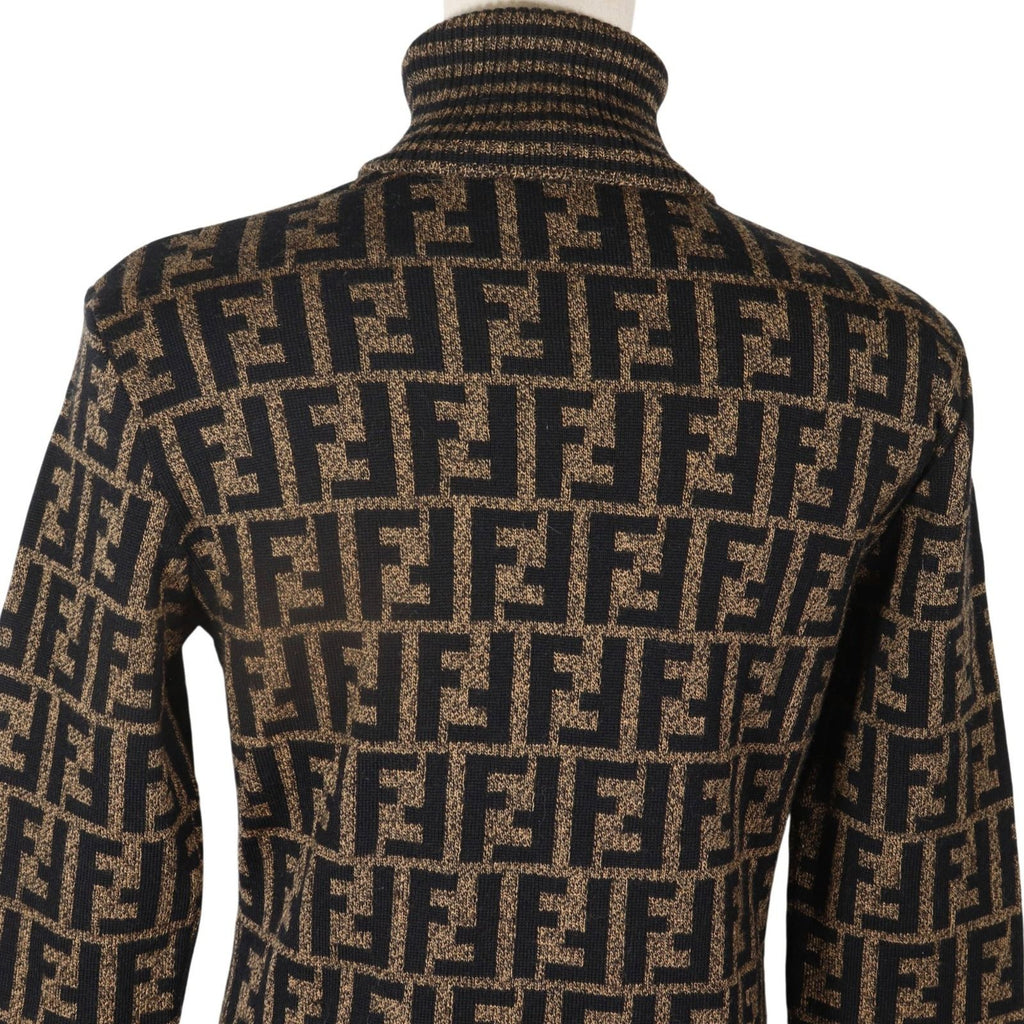 Fendi Zucca Turtleneck Wool Brown Sweater — view 4