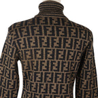 Fendi Zucca Turtleneck Wool Brown Sweater — view 4