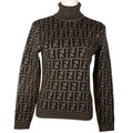 Fendi Zucca Turtleneck Wool Brown Sweater