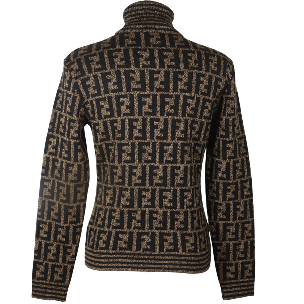 Fendi Zucca Turtleneck Wool Brown Sweater — view 3