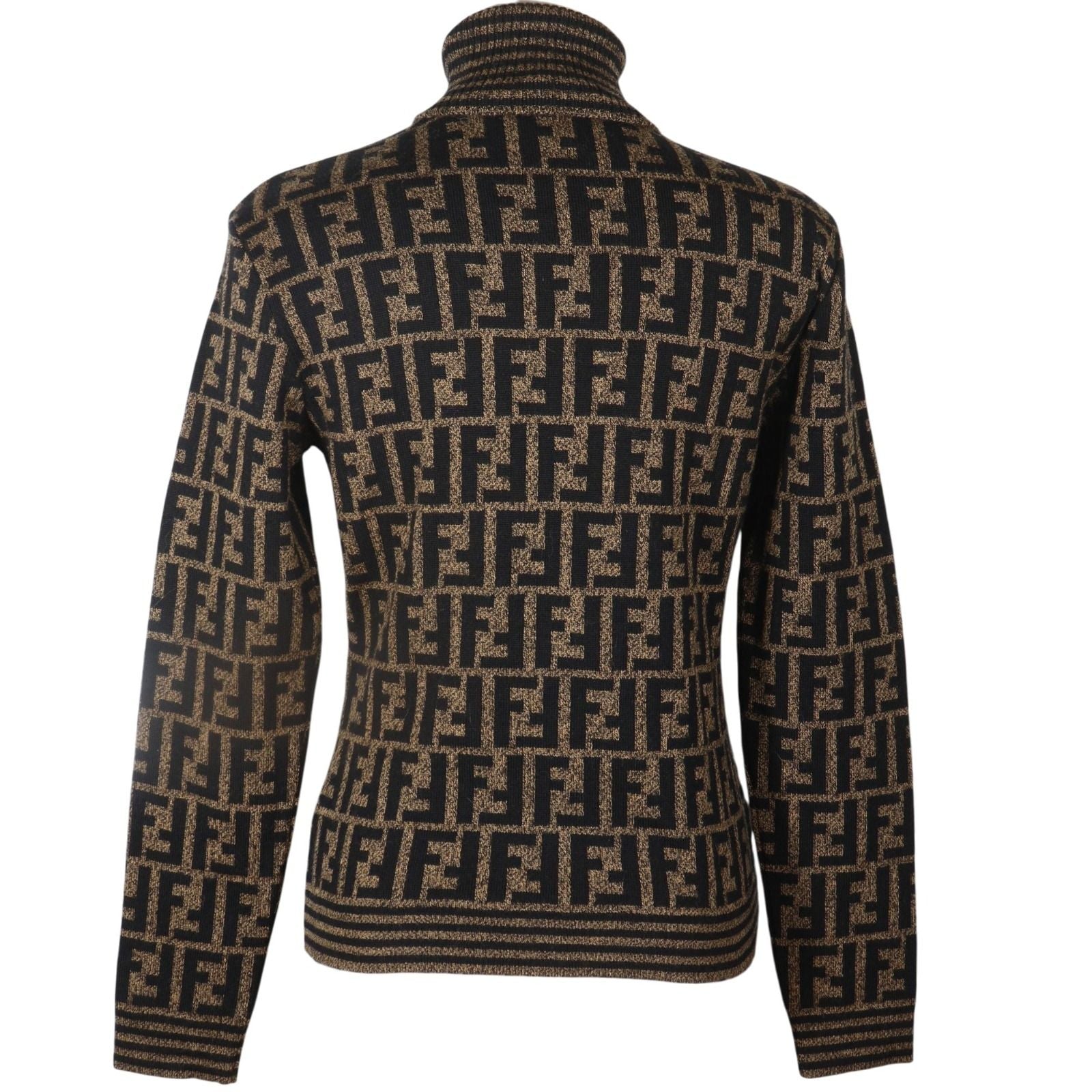 Fendi Zucca Turtleneck Wool Brown Sweater — view 3