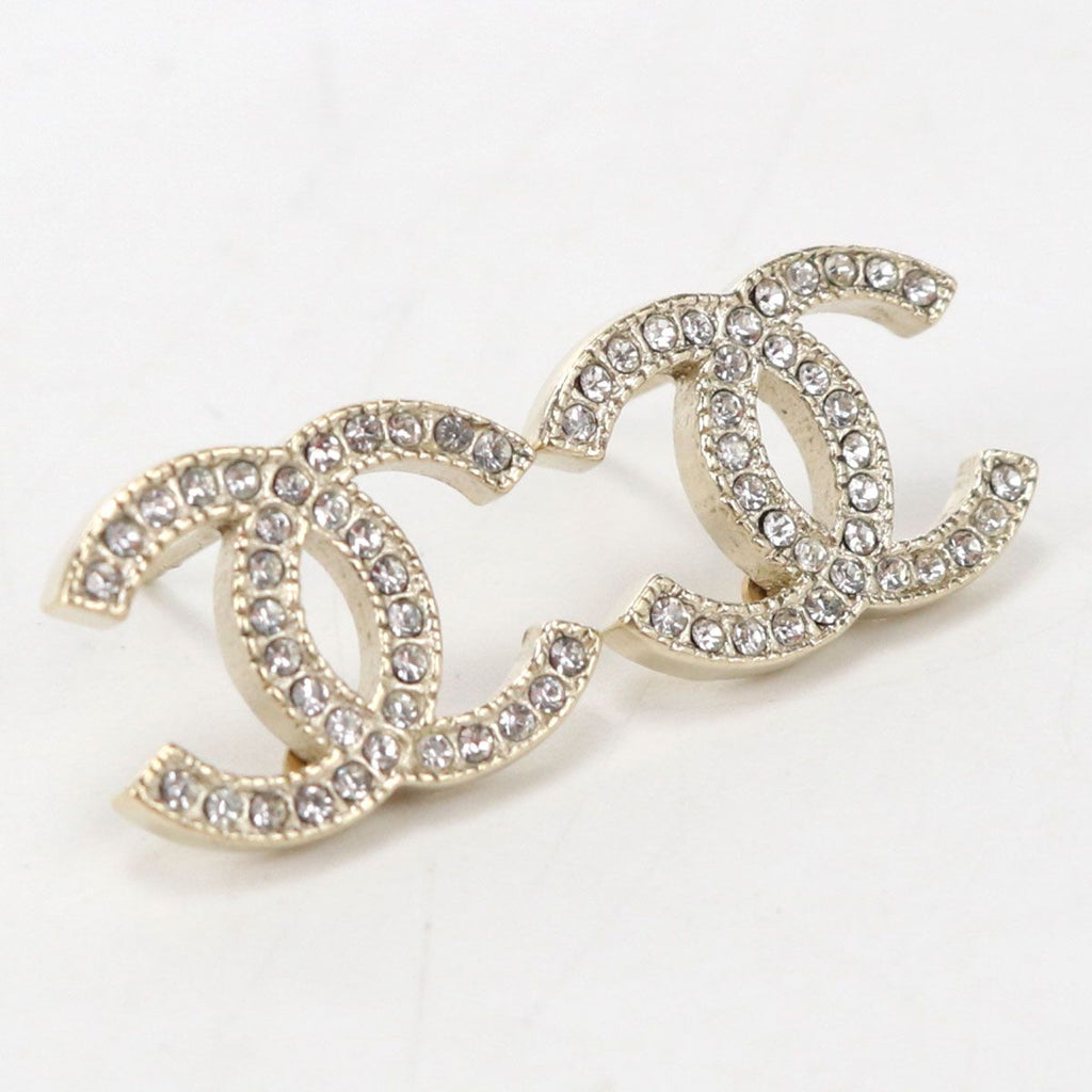 Chanel Rhinestone CC Logo Earrings Metal