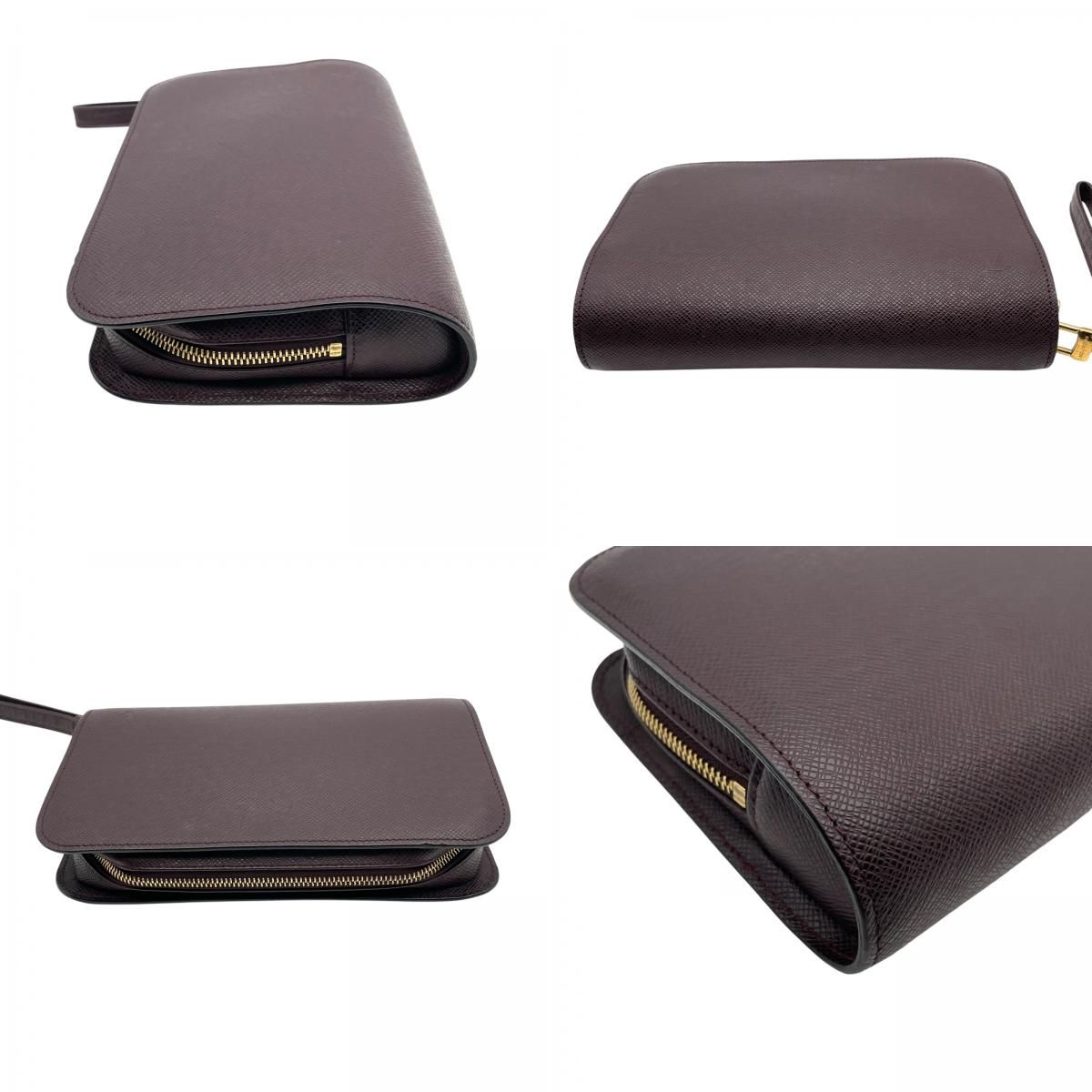 Louis Vuitton Taiga Baikal Clutch Pouch Leather Bordeaux Gold Vintage Classic — view 7