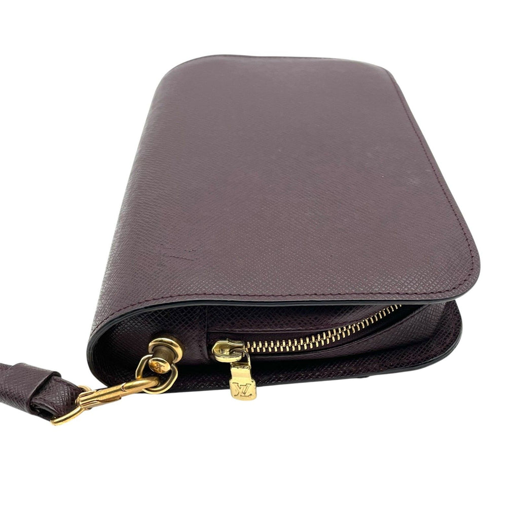 Louis Vuitton Taiga Baikal Clutch Pouch Leather Bordeaux Gold Vintage Classic — view 6
