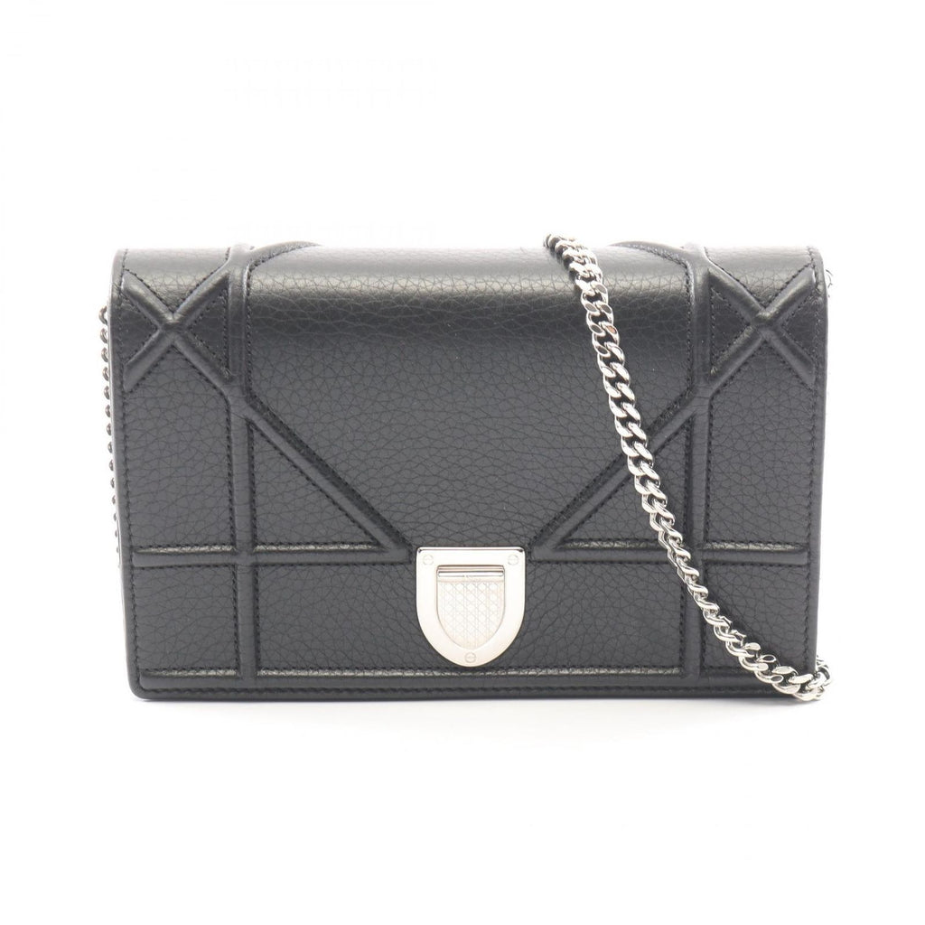 Dior Shoulder Bag Ama Black Leather Diorama Chain Wallet