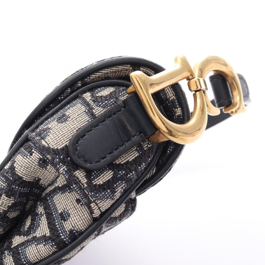 Dior Saddle Bag Mini Oblique Jacquard Beige Navy Canvas Leather — view 8