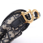 Dior Saddle Bag Mini Oblique Jacquard Beige Navy Canvas Leather — view 8