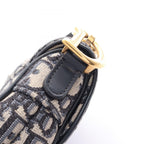 Dior Saddle Bag Mini Oblique Jacquard Beige Navy Canvas Leather — view 7