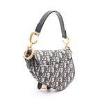 Dior Saddle Bag Mini Oblique Jacquard Beige Navy Canvas Leather — view 2