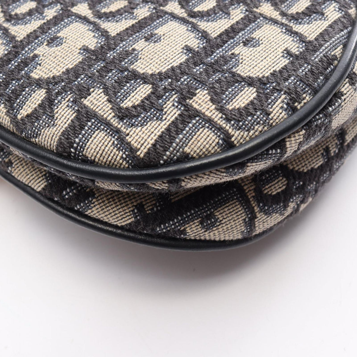 Dior Saddle Bag Mini Oblique Jacquard Beige Navy Canvas Leather — view 6