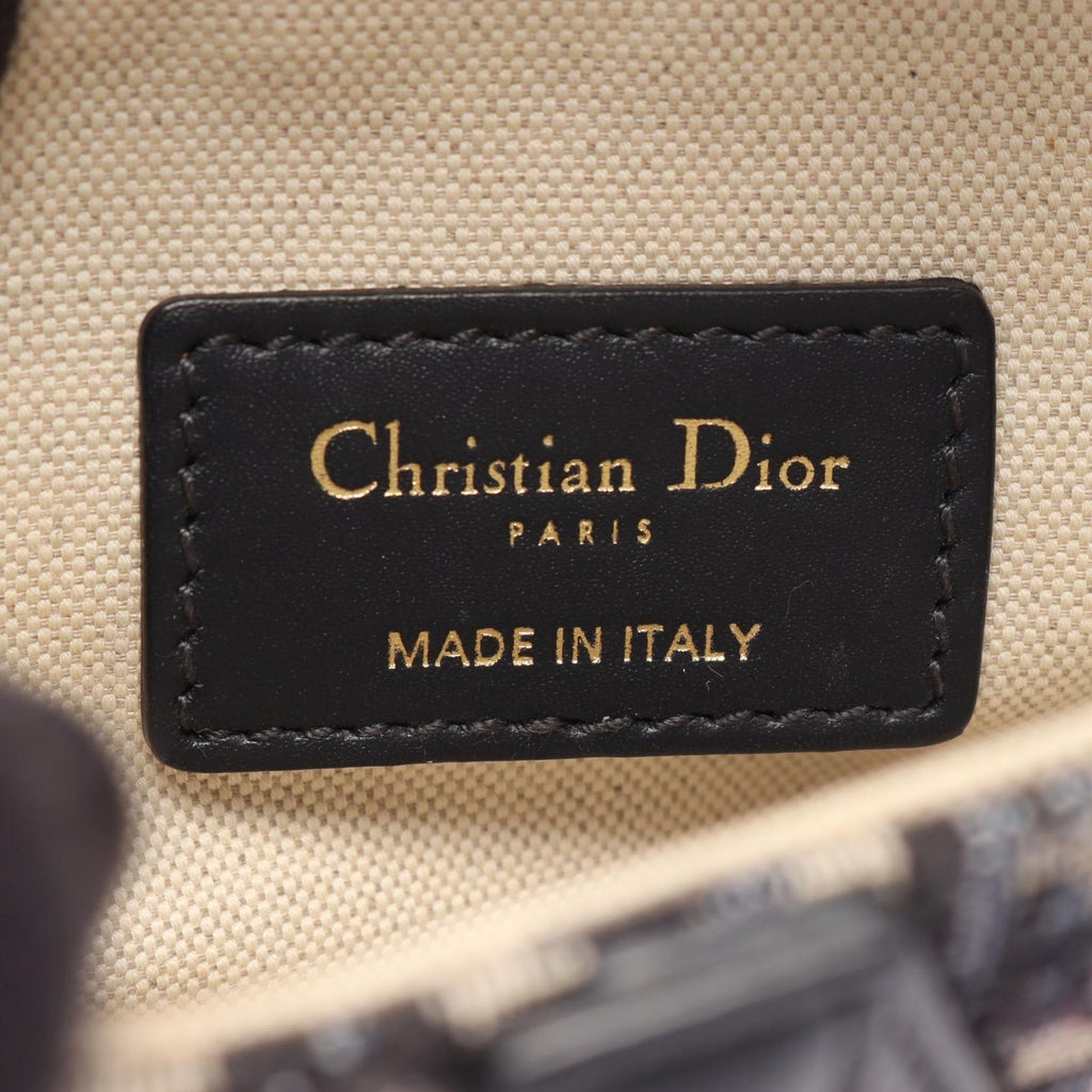 Dior Saddle Bag Mini Oblique Jacquard Beige Navy Canvas Leather — view 4
