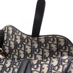 Dior Saddle Bag Mini Oblique Jacquard Beige Navy Canvas Leather — view 5